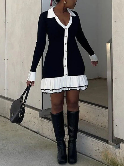 Ruffled Knit Mini Dress