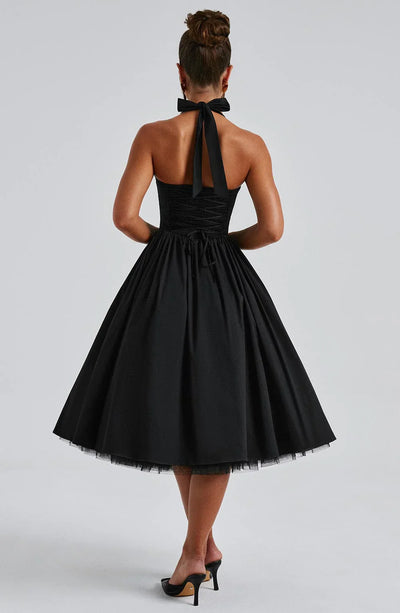 Monet - Lace-up Corset Midi Dress