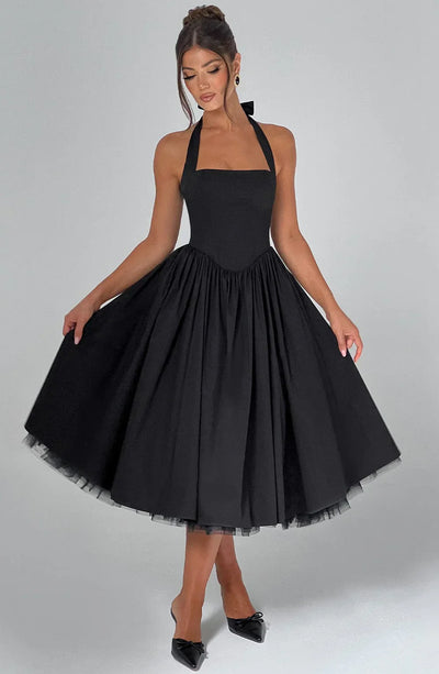 Monet - Lace-up Corset Midi Dress
